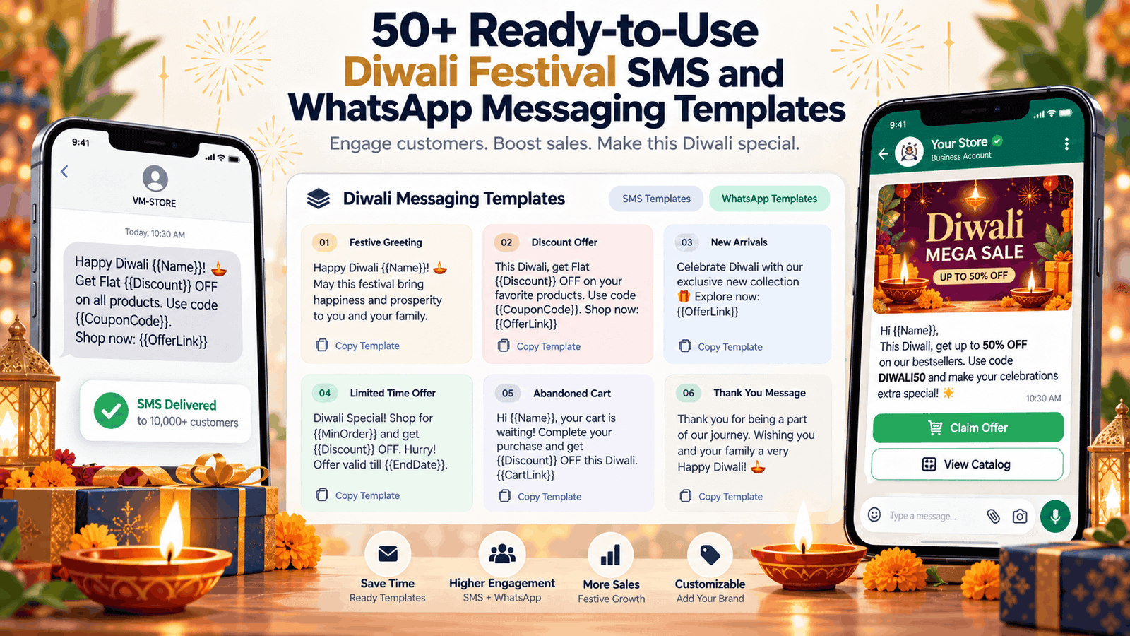 50+ Ready-to-Use Diwali Festival SMS & WhatsApp Templates for Businesses (2026)